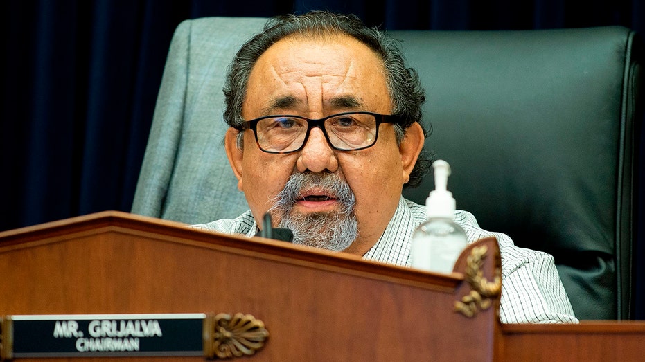 House Natural Resources Committee Chairman Raul Grijalva, of Arizona, delivers a closing statement during the House Natural Resources Committee hearing on Capitol Hill in Washington, D.C., on June 29, 2020 (Photo by Bonnie Cash/Paul/AFP via Getty Images ))