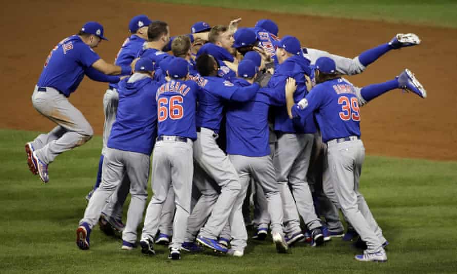 The Chicago Cubs celebrate after winning the World Baseball Championship in 2016.