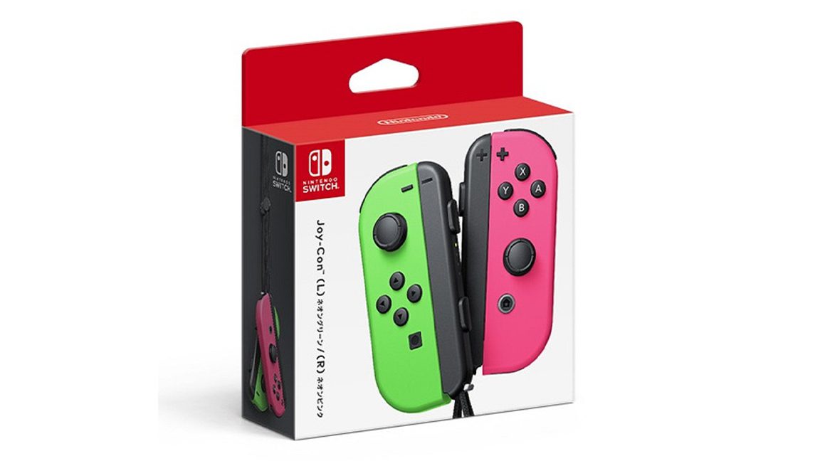 Picture of green and pink JoyCon controllers