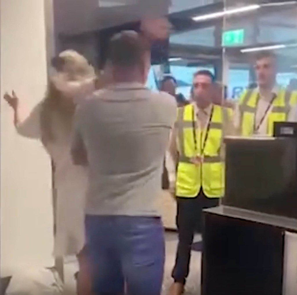 Screenshot from a video of the airport brawl