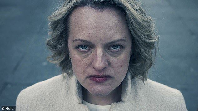 Unhappy: Elisabeth Moss can be seen in the first-look photos released from Season 5 of The Handmaid's Tale in the wake of Commander Frederick R.