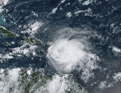 This satellite image shows Hurricane Fiona in the Caribbean on Sunday. 