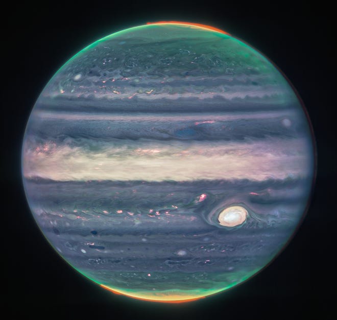 Jupiter, from the James Webb Space Telescope.
