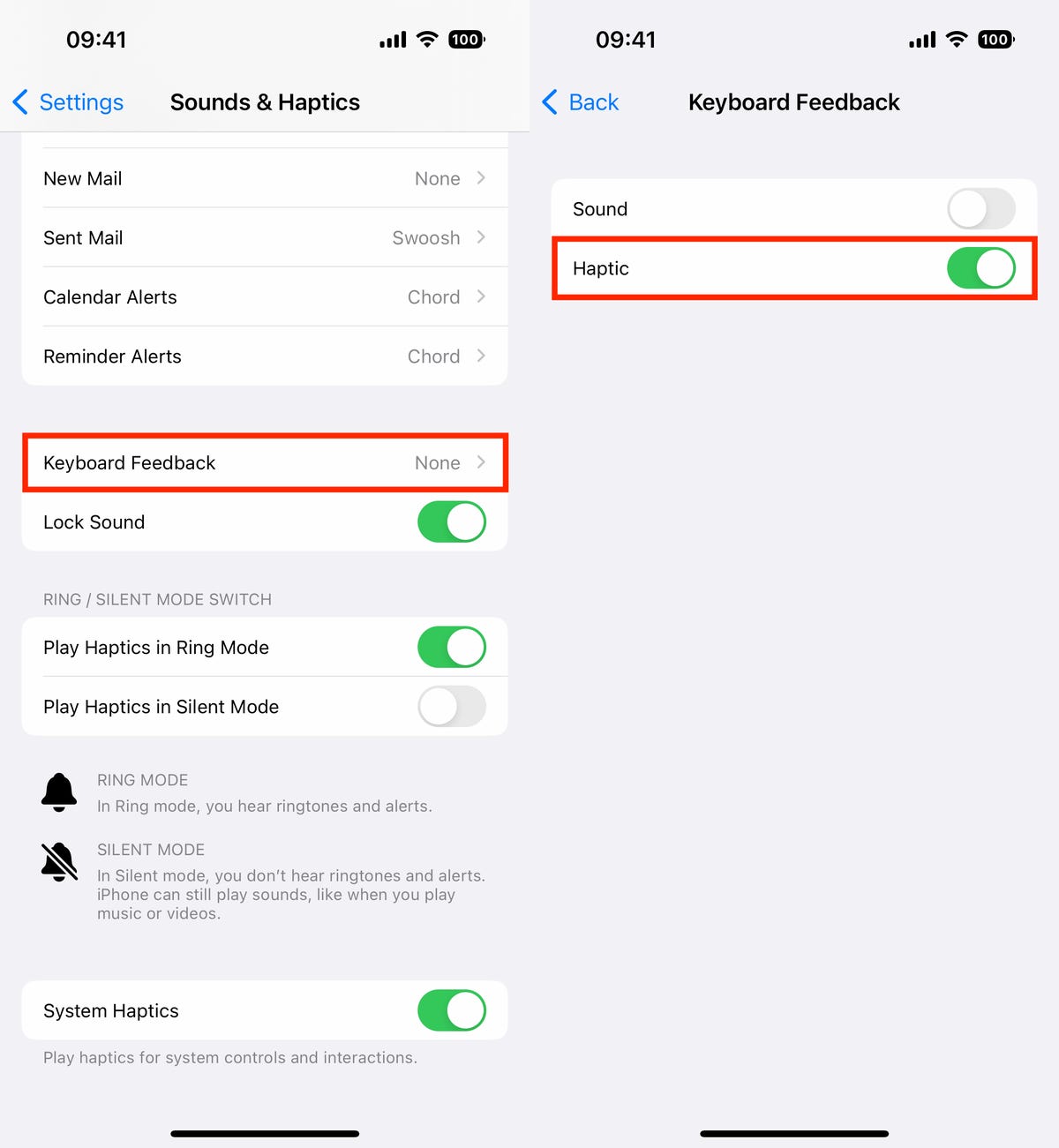 Setting keyboard haptic feedback on iOS 16