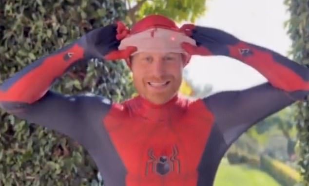 Prince Harry, Duke of Sussex, dressed as Spider-Man to record a video message to members of the Scotty's Little Soldiers at their annual Christmas party.